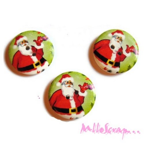 Gros boutons décorés noel 30 mm embellissement scrapbooking carterie couture - 3 pièces