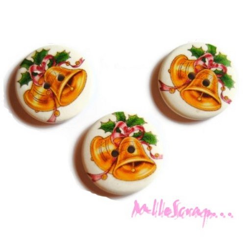 Gros boutons décorés noel 30 mm embellissement scrapbooking carterie couture - 3 pièces