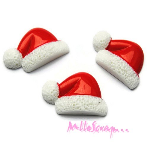 Cabochons bonnets de noel résine embellissements scrapbooking carterie bijoux - 3 pièces