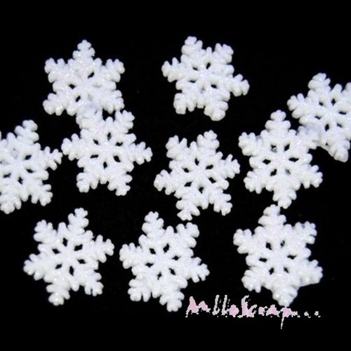 Cabochons flocons de neige 28 mm noel plastique embellissement scrapbooking carterie bijoux - 10 pièces