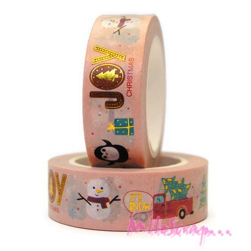 Masking tape noël brillant embellissement scrapbooking carterie décoration - 10 mètres