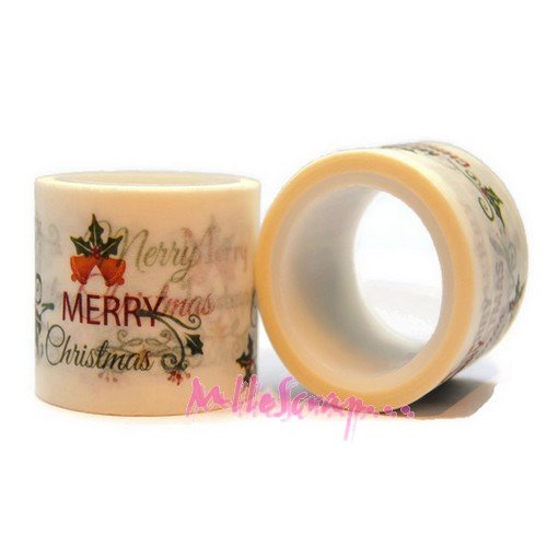 Masking tape "merry christmas" noël embellissement scrapbooking carterie décoration - 5 mètres
