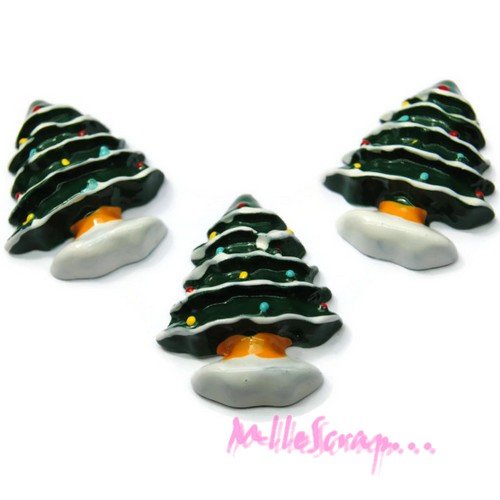 Cabochons sapins de noël résine embellissements scrapbooking carterie bijoux - 3 pièces