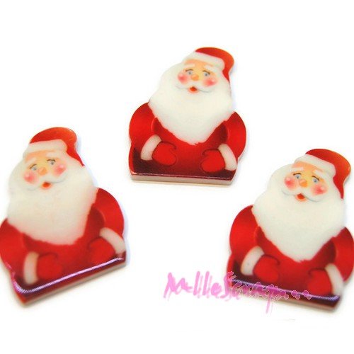Cabochons père noël résine plate embellissements scrapbooking carterie bijoux - 3 pièces