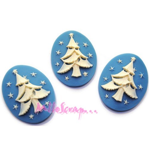 Cabochons sapins de noël embellissement résine scrapbooking carterie bijoux - 3 pièces