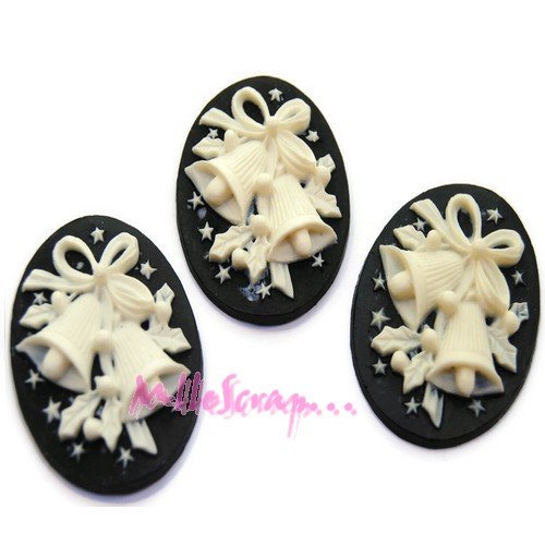 Cabochons cloches de noël embellissement résine scrapbooking carterie bijoux - 3 pièces