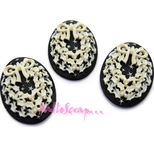 Cabochons couronnes de noël embellissement résine scrapbooking carterie bijoux - 3 pièces
