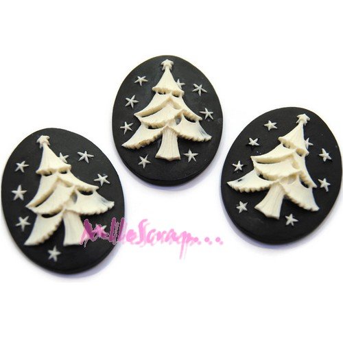 Cabochons sapins de noël embellissement résine scrapbooking carterie bijoux - 3 pièces