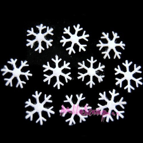 Appliques petits flocons de neige tissu embellissement noël scrapbooking carterie couture - 10 pièces