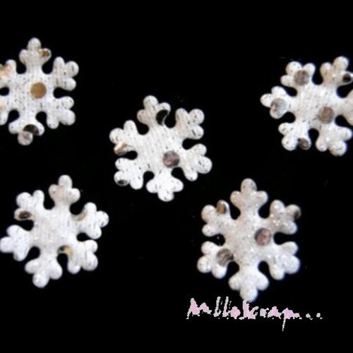 Appliques petits flocons de neige tissu embellissement noël scrapbooking carterie couture - 5 pièces