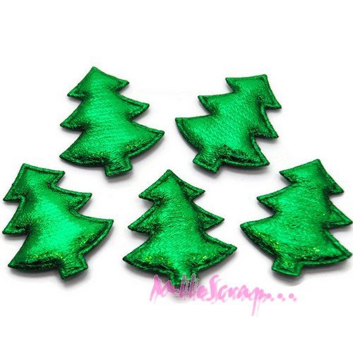 Appliques sapins de noel tissu embellissement scrapbooking carterie couture - 5 pièces