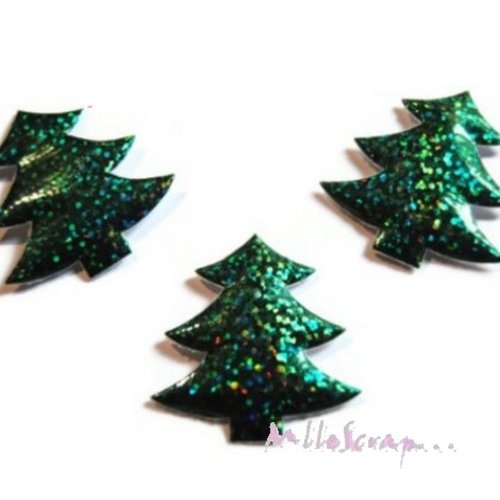 Appliques sapins de noel tissu embellissement scrapbooking carterie couture - 5 pièces