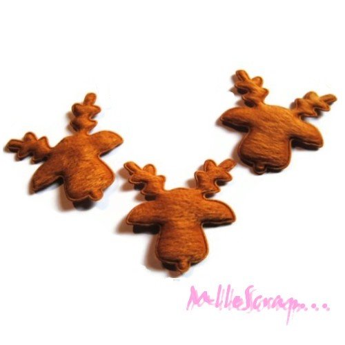 Appliques rennes de noel embellissement scrapbooking carterie couture - 5 pièces