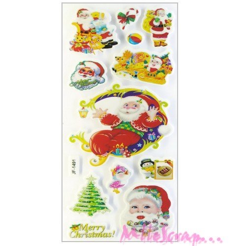 Stickers de noël plastifiés autocollants idéal scrapbooking et carterie