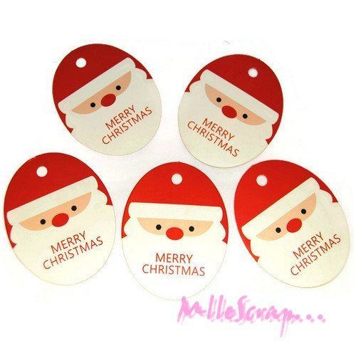 Etiquettes tags cadeaux de noël scrapbooking carterie - 5 pièces