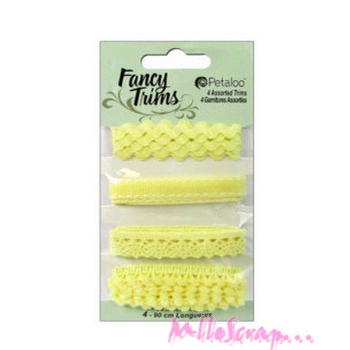 Assortiment rubans décoratifs jaune petaloo scrapbooking carte - 4 x 90 cm