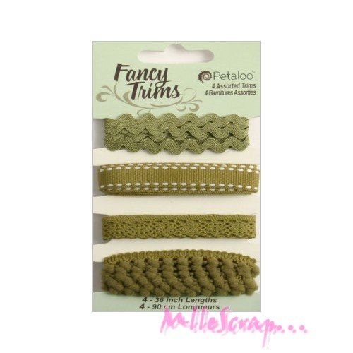 Assortiment rubans décoratifs vert petaloo scrapbooking carte - 4 x 90 cm