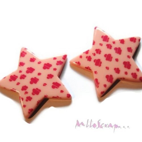 Grandes étoiles rose clair résine embellissement scrapbooking carterie bijoux diy - 2 pièces