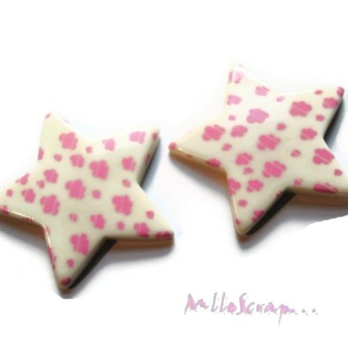 Grandes étoiles blanc résine embellissement scrapbooking carterie bijoux diy - 2 pièces