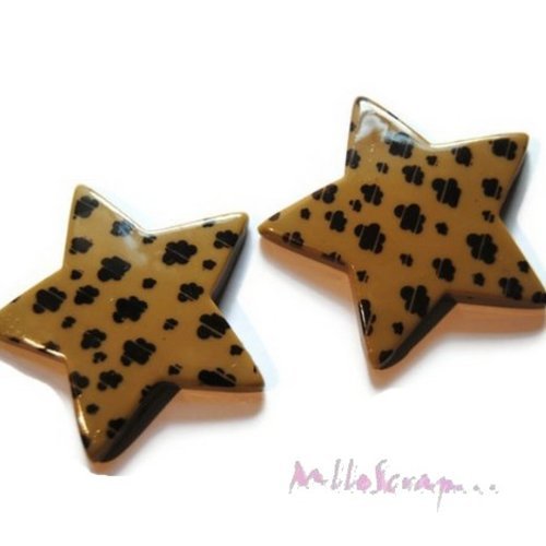 Grandes étoiles marron résine embellissement scrapbooking carterie bijoux diy - 2 pièces