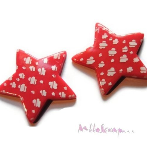 Grandes étoiles rose clair résine embellissement scrapbooking carterie bijoux diy - 2 pièces
