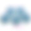 Appliques fleurs tissu bleu dentelle embellissement scrapbooking carterie couture - 5 pièces