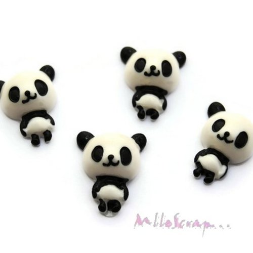 Cabochons mini pandas résine embellissement scrapbooking carterie bijoux diy - 4 pièces