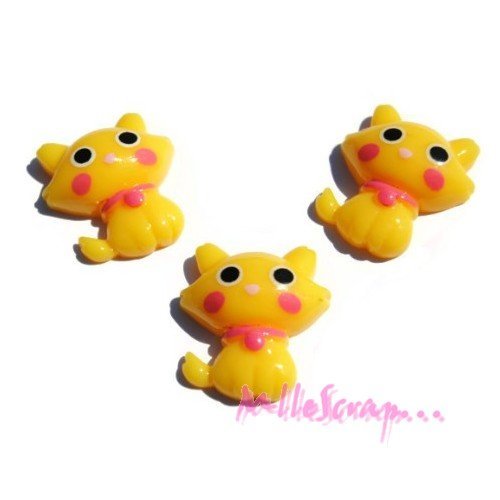 Cabochons chats jaune résine embellissement scrapbooking carterie diy - 3 pièces