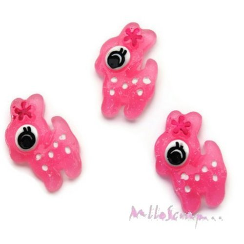 Cabochons faons résine rose embellissement scrapbooking carterie bijoux diy - 4 pièces