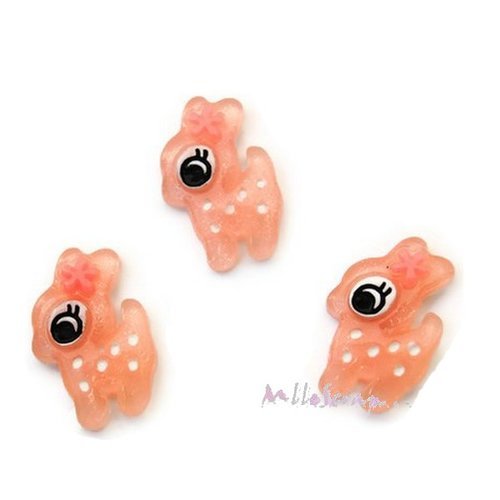 Cabochons petits faons roses clair résine embellissement scrapbooking carterie bijoux diy - 4 pièces