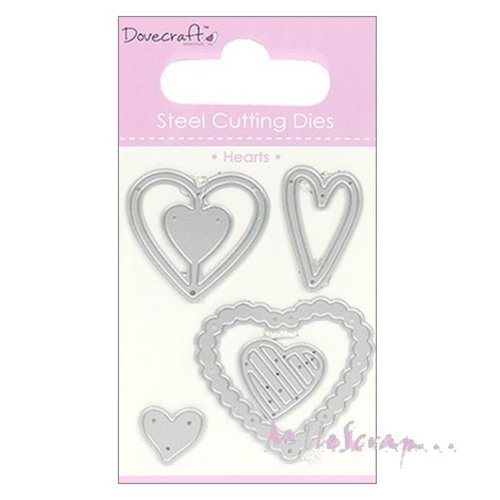 Dies cut ou gabarits de découpe coeurs scrapbooking carterie journaling diy - 4 pièces