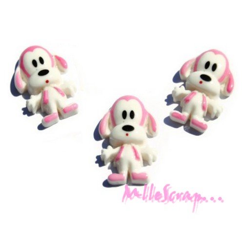 Cabochons chiens rose clair résine embellissement scrapbooking carte bijoux diy - 3 pièces