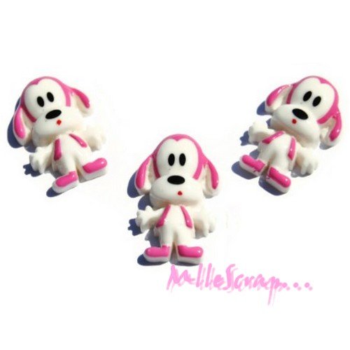 Cabochons chiens rose foncé résine embellissement scrapbooking carte bijoux diy - 3 pièces