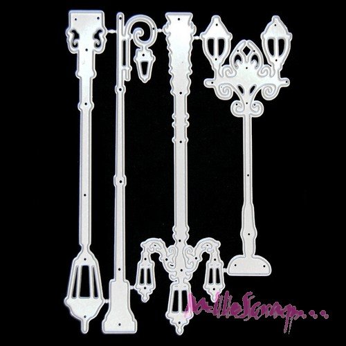 Die cut, matrice de découpe lampadaires scrapbooking carterie journaling diy - 4 pièces