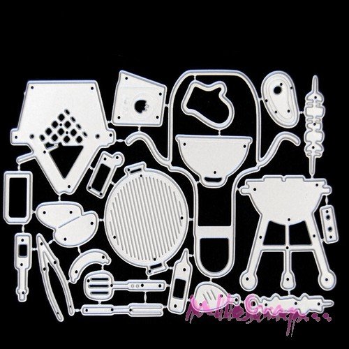 Die cut, matrice de découpe barbecue "vive l'été" scrapbooking carterie journaling diy - 20 pièces