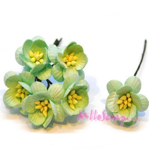 Fleurs papier bleu clair embellissement scrapbooking carterie diy - 5 pièces
