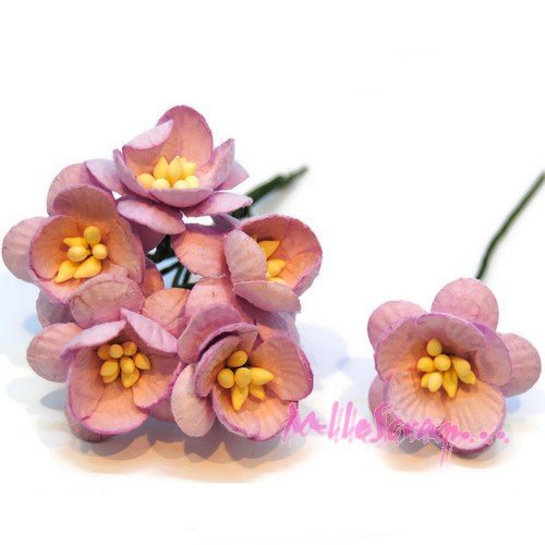 Fleurs papier violet clair embellissement scrapbooking carterie diy - 5 pièces