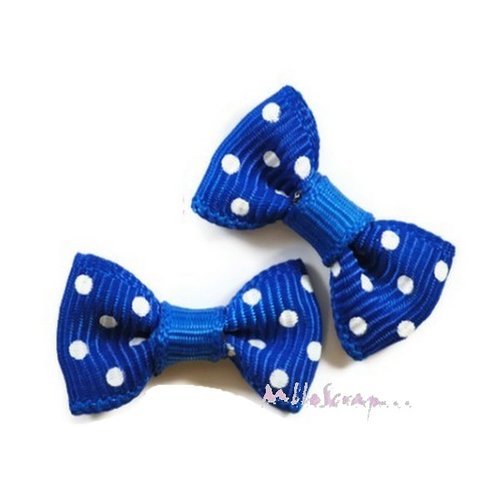 Nœuds à pois bleu foncé embellissement scrapbooking carterie bijoux diy - 5 pièces