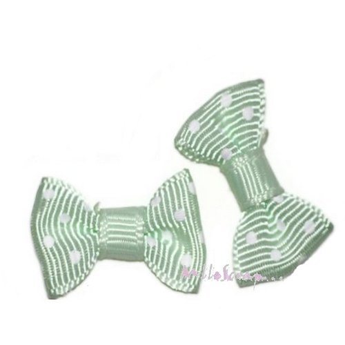 Nœuds à pois vert clair embellissement scrapbooking carterie bijoux diy - 5 pièces