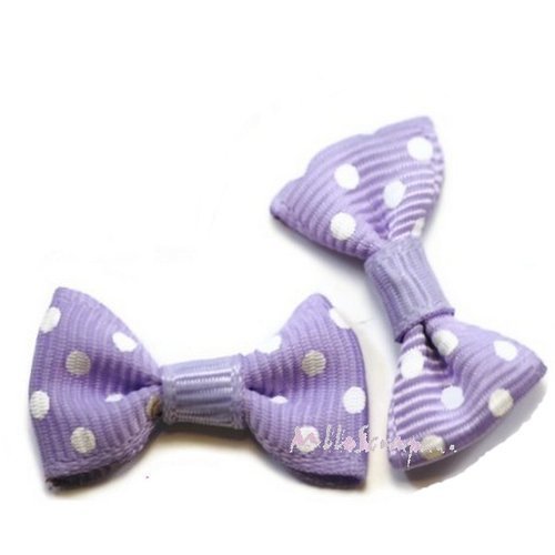 Nœuds à pois violet clair embellissement scrapbooking carterie bijoux diy - 5 pièces