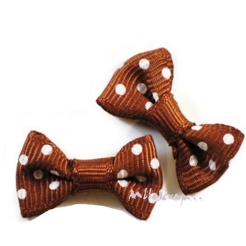 Nœuds à pois marron embellissement scrapbooking carterie bijoux diy - 5 pièces