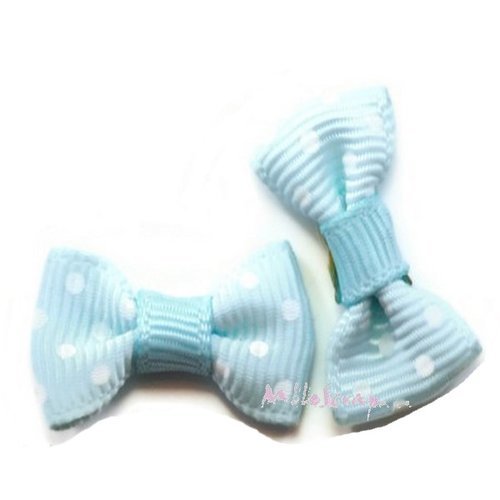 Nœuds à pois bleu clair embellissement scrapbooking carterie bijoux diy - 5 pièces