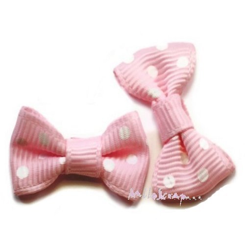 Nœuds à pois rose clair embellissement scrapbooking carterie bijoux diy - 5 pièces