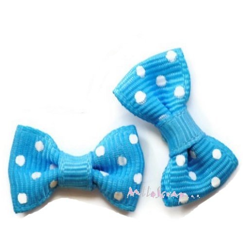 Nœuds à pois bleu embellissement scrapbooking carterie bijoux diy - 5 pièces