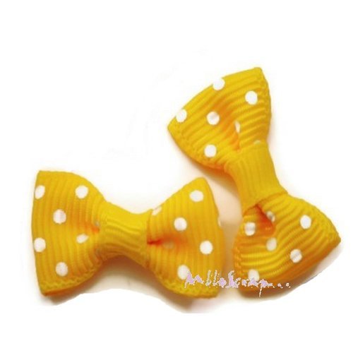 Nœuds à pois jaune embellissement scrapbooking carterie bijoux diy - 5 pièces