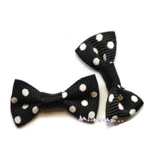 Nœuds à pois noir embellissement scrapbooking carterie bijoux diy - 5 pièces