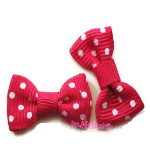 Nœuds à pois rose foncé embellissement scrapbooking carterie bijoux diy - 5 pièces