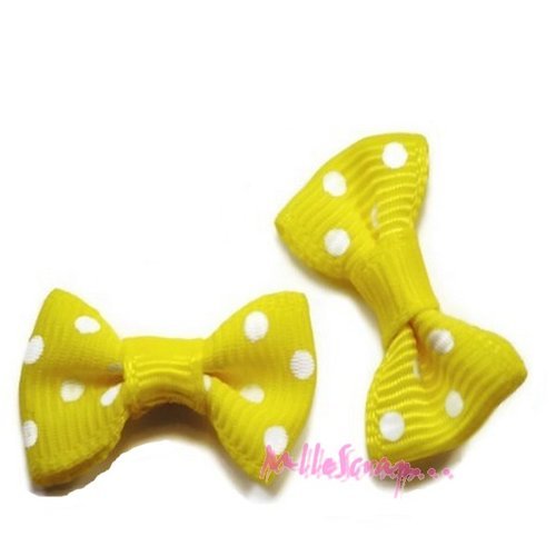 Nœuds à pois jaune fluo embellissement scrapbooking carterie bijoux diy - 5 pièces