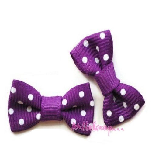 Nœuds à pois violet foncé embellissement scrapbooking carterie bijoux diy - 5 pièces