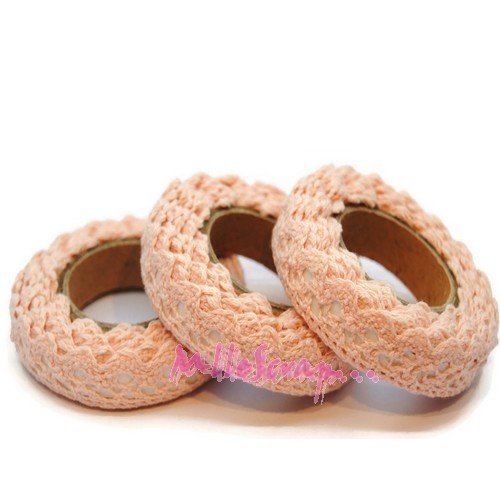 Rouleau de 2,5 m masking tape dentelle tissu rose décoration scrapbooking carterie diy
